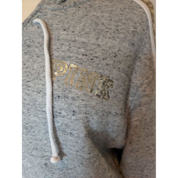 Victorias Secret PINK Sequin Rose Hoodie Sweatshirt Size M Bling Y2K Vintage - Picture 2 of 7